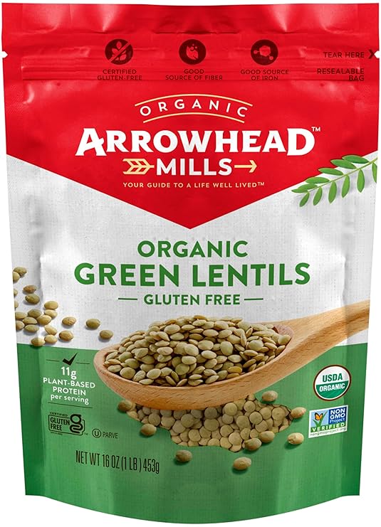 Arrowhead Mills Organic Green Lentils, 16 oz Bag