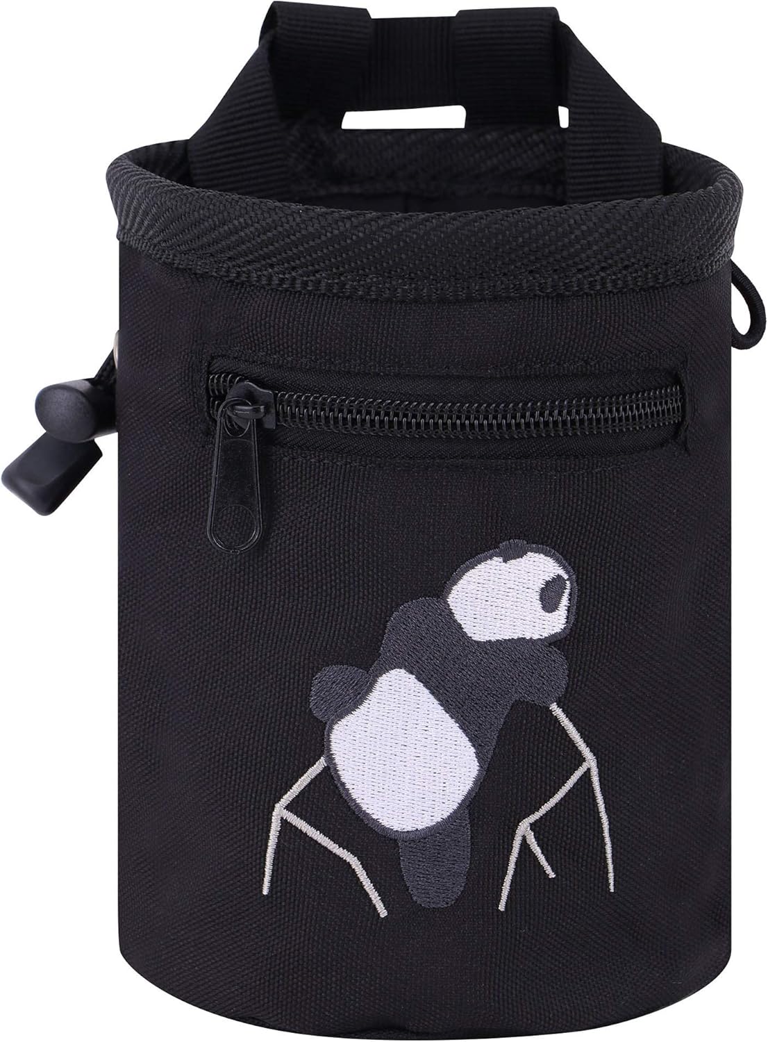 AMC Rock Climbing Panda Embroidered Chalk Bag with Zipper Pocket