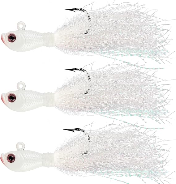 Eupheng Bucktail Jigs, 1/4oz-2oz Saltwater Bucktail Fishing Jigs Surf Fishing Hair Jig for Freshwater Saltwater Bass Bluefish Walleye Snook