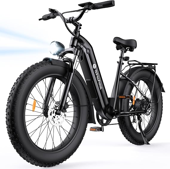 isinwheel Electric Bike for Adults,1500W Peak Motor Hydraulic Brake Electric Dirt Bike, 28MPH 105Miles (PAS) Ebikes for Adults with 48V 13AH/18AH Battery,26" Step-Thru Fat Tire Front Suspension EBike