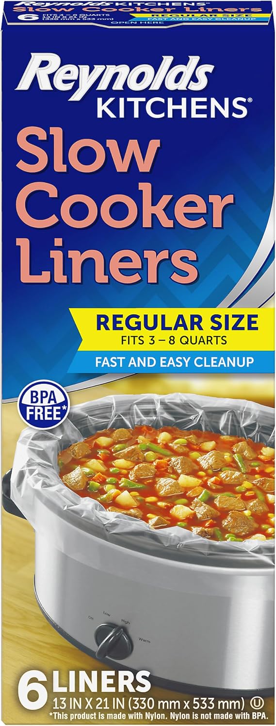 Reynolds Kitchens Slow Cooker Liners, Regular Size, Fits 3-8 Quarts, 6ct