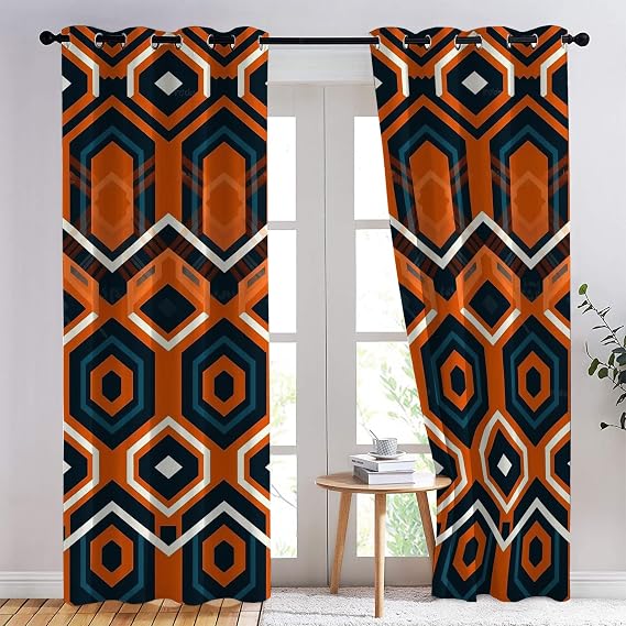 Retro Boho Blackout Curtains for Bedroom living Room, Ethnic Curtains 46 x 54, 54 Inch Drop Curtains 2 Panels Set, Thermal Eyelet Drapes Decorative Patterned Window Treatments (Q2-&218)