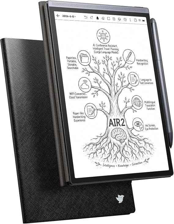 iFLYTEK AINOTE Air 2 Digital Notebook, 8.2-Inch E Ink Tablet, Black Case