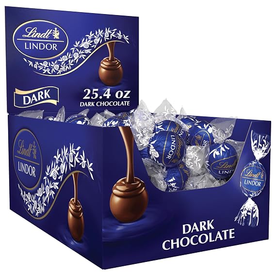 Lindt Chocolate Lindor Truffles, Dark Chocolate, Great for Holiday Gifting, 60 Count(Pack of 1)