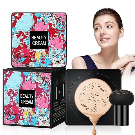 Pilzkopf Luftkissen CC Creme Beauty Pilz-Luftkissen cc Cream Cushion Foundation Concealer Make Up für Gesicht und Hals BB Creme Feuchtigkeitsspendende Aufhellende Gleichmäßiger Hautton(Natürlich)