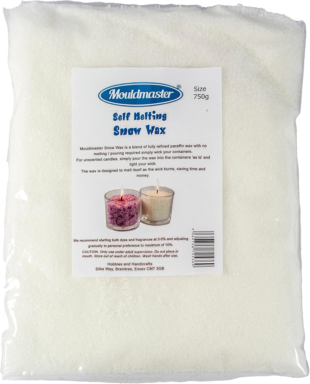 Mouldmaster Snow Candle Granules Self Melting Wax 750g, White