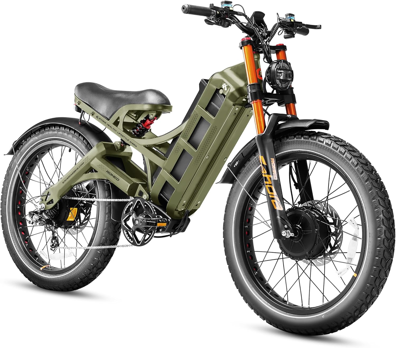 2025 Romeo Pro II 4000W Dual Motor Electric Mountain Bike,46MPH Max Speed， 52V 70AH Battery 200Miles Long Range,Full Suspension 26 Fat Tire Ebike for Adults