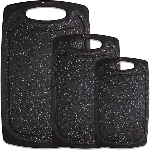 Cutting Boards for Kitchen, Large-Small Cutting Board Set of 3, Dishwasher Safe, Juice Groove, Easy Grip Handle, Non-Slip Rubber Cutting Board