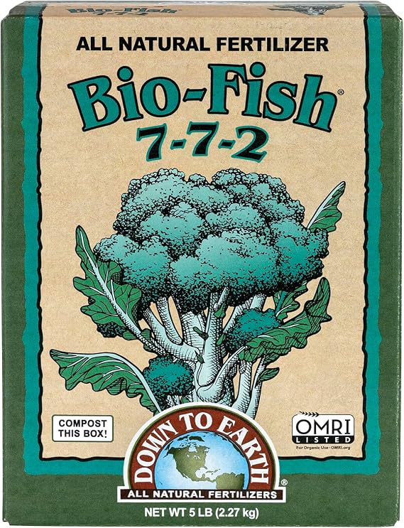 Down To Earth All Natural Fertilizers Organic Bio-Fish - 7-7-2, 5 lb | Plant Food for Vegetable Gardens, Grow Heavy Feeding Plants Corn, Broccoli, Kale, Pumpkins, Trees, Shrubs