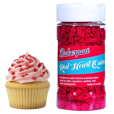 Bakerpan Mini Red Heart Sprinkles for Cake Decorating, 5.77 Ounces Valentines Sprinkles Edible for Ice Cream, Cookies, Valentines Day Sprinkles Cupcake Topper