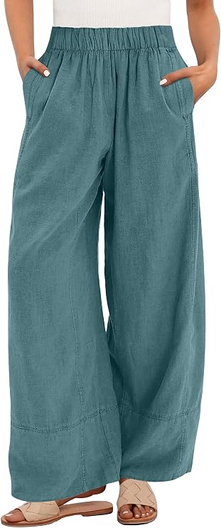 ANRABESS Women's Wide Leg Linen Pants