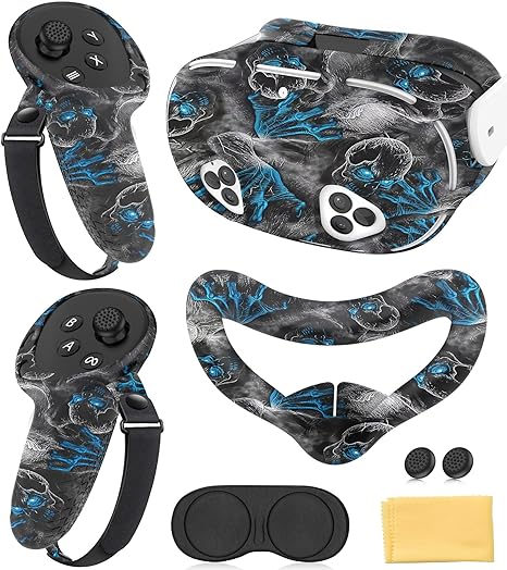 MS.Cleo Silicone Cover Set Compatible with Meta/Oculus Quest 3S | VR Accessories Set, Face Pad and Shell Cover, Controller Grips, Lens Protection, Precise Cutouts, Non-Slip, Not Fit Quest 3