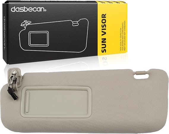 Dasbecan Left Driver Side Sun Visor Compatible with Mazda CX-9 2010-2015 | with Mirror and Vanity Light Replaces# TDY1-69-320 (Gray)
