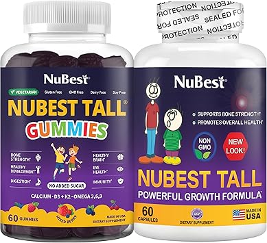 NuBest Bundle Bone Strength, Immune & Digestive Support Tall Gummies Tall New Look for Kids & Teens with Calcium, Vitamin D3, K2 & Multivitamins