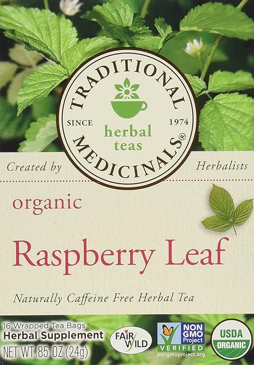 Traditional Medicinals Organic Raspberry Leaf Herbal Tea Caffeine Free, 16 ct. (Pack Of 3)