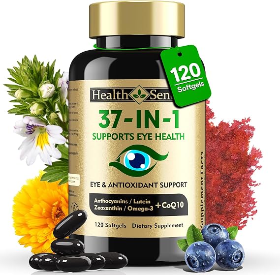 37 in 1 Eye Vitamins with Lutein and Zeaxanthin Supplement, AREDS 2 Inspired Eye Supplement with CoQ10, Omega-3, Minerals Eye Health Support for Adults & Seniors, Daily Vision Supplement, 120 Softgels