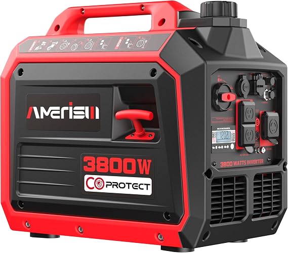 AMERISUN 3800W Portable Gas Inverter Generator, RV Ready