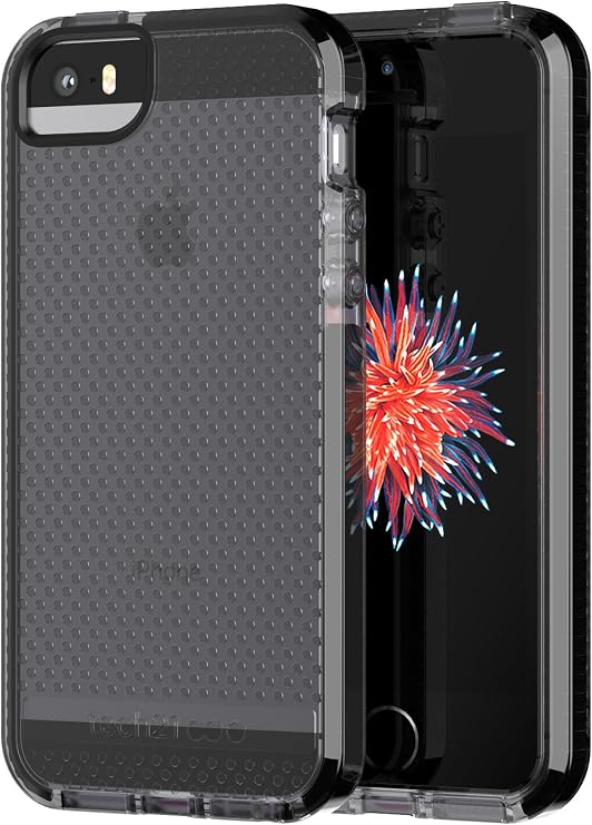 Tech21 Protective Thin Evo Mesh Patterned Back Case Cover for iPhone 5/5s/SE, Smokey/Black