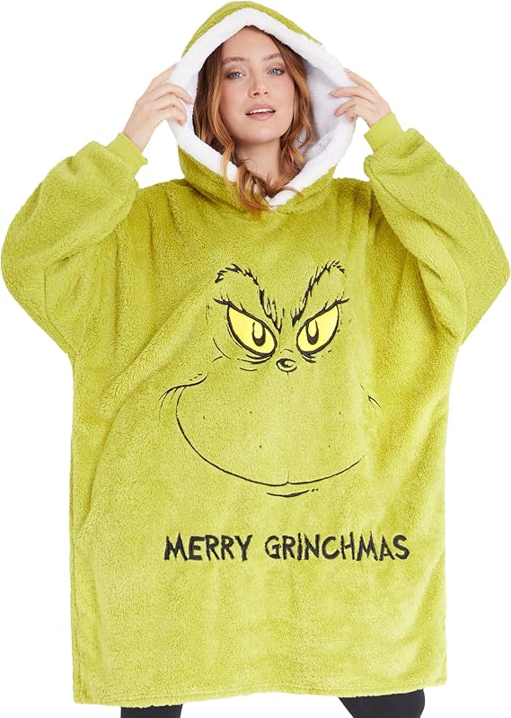 The Grinch Oversized Wearable Hoodie Blanket Cozy Fleece Christmas Gift for Men, Women, and Teens Best Secret Santa Present for Holiday Comfort