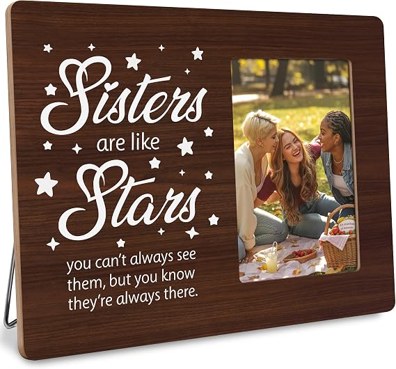 Sisters Picture Frame Gifts for Women, Long Distance Friendship Gift, Sisters are Like Stars Frames Fits 4x6 Photo