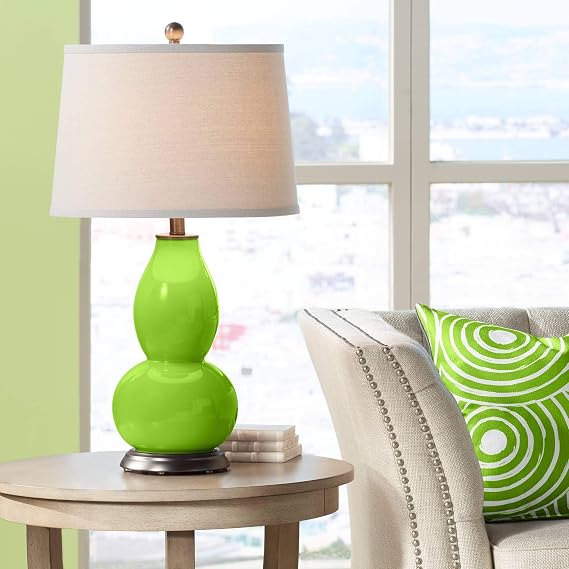 Neon 28 3/4" Bronze Brown Tall Table Lamp Green Glass Double Gourd