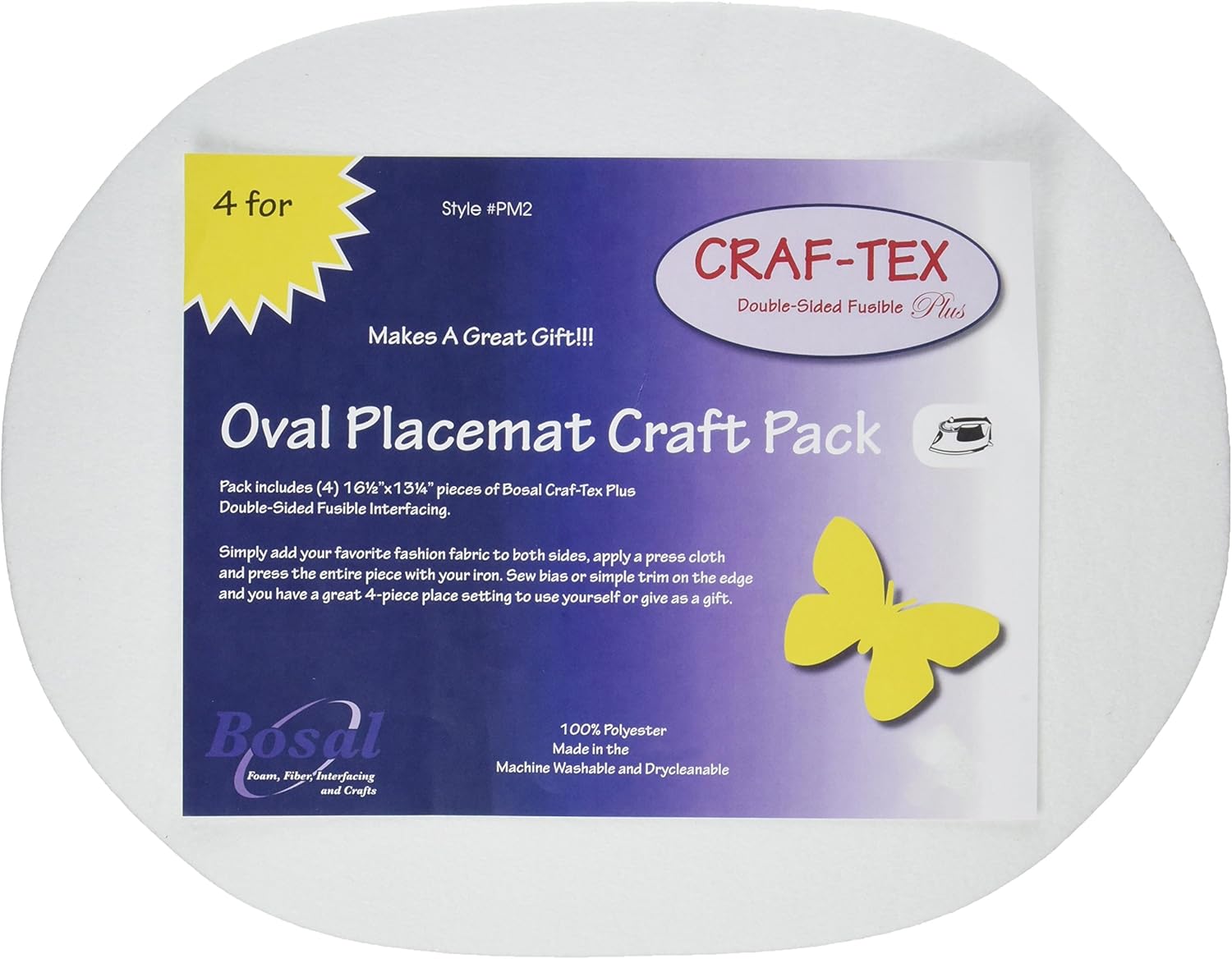 Bosal Oval Placemat Craft Pack, 6 12 x 13 14, 4 Pack