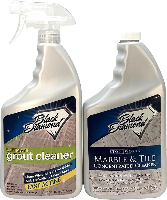 Ultimate Grout Cleaner for Tile Floors Blasts Away Years of Dirt and Grime Making Cleaning Easy. (1-Quart ) Plus MARBLE & TILE FLOOR CLEANER. Great for Ceramic, Porcelain, Granite, Natural Stone, Viny