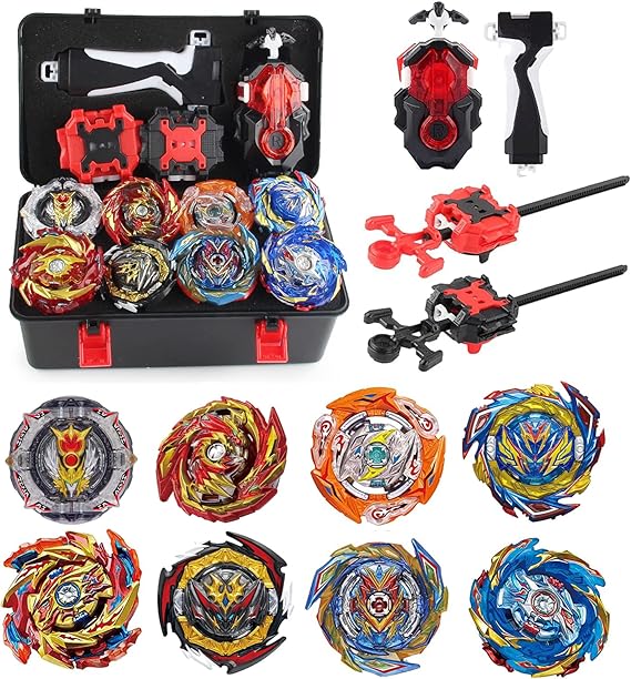 Gyros Spinning Top Set, 4D Battle Model Speed With For Christmas, Birthday - 8 X Tops + Gyros Launcher CW