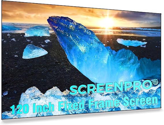 SCREENPRO Anti-Speckle Projection Fabric, 120 Inch Ultra-Narrow Bezel with Seamless 3C Fabric, for RGB Laser, UST, Dimly Light Home Theaters, Long Throw Triple Laser 4K/8K Resolution Projectors