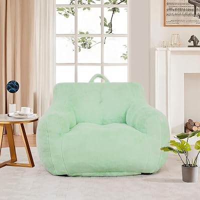 Bean Bag Chairs for Adults, Large Beanbag Chair with Plush Fabric,Comfy Single Sofa for Living Room,Reading Room and Apartment. Green