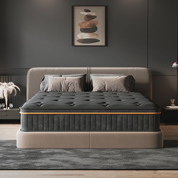 Queen Mattress 12 Inch in a Box, Hybrid Queen Mattress with Memory Foam & Individual Pocket Springs, Medium Firm Queen Size Mattresses for Motion Isolation & Pressure Relief, CertiPUR-US