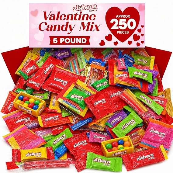 Bulk Christmas Candy Variety Pack 5 Pound - Individually Wrapped Assorted Candies for Stocking Stuffers, Holiday Parties, Pinata Fillers, Classroom, Office Bowls & Treats - Approx. 250 Pieces