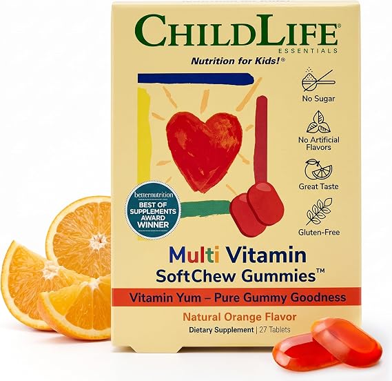 CHILDLIFE ESSENTIALS Kids Multivitamin SoftChew Gummies, Orange, 27 Tablets