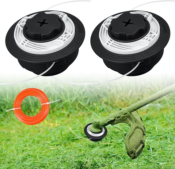 2 Pcs Strimmer Head C6-2 for Stihl FS38 FS40 FS45 FS46 FS50 FSE60 FSE71 FSE81, Autocut C6-2 Replacement Trimmer Head with Strimmer Line 2.4mmx15m for