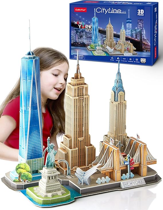 CubicFun 3D Puzzle - Puzzles for Kids Ages 8-10 New York City STEM Projects Arts and Crafts for Kids Ages 8-12 - Toys for Girls 8-10 - 8 Year Old Girl Birthday Valentine Gift for Kid 8-12