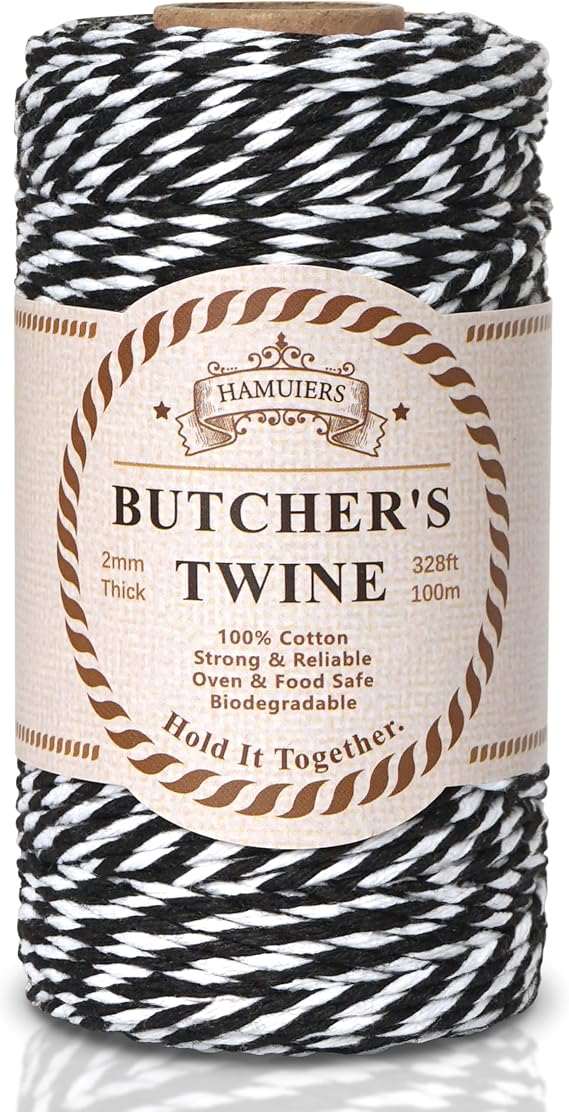 Cotton Twine String, 328 Feet Black & White - Christmas Twine for Gift Wrapping, Crafts, Baking, Butchers, Holiday Decorations, DIY, Kitchen & Gardening