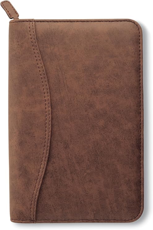 Day-Timer Distressed Look Starter Set Organizer, Undated, 7 Ring, Desk Size, 5-1/2 x 8-1/2", Brown (43184)