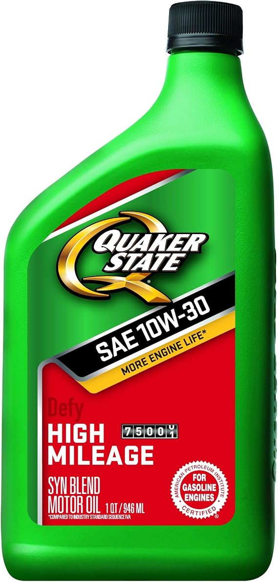 Quaker State High Mileage 10W-30 Motor Oil - 1 Quart (Pack of 6)