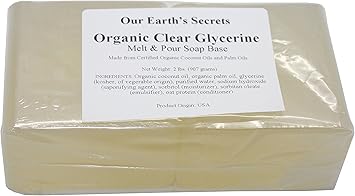 Our Earth's Secrets Organic Oil Clear Glycerin - 2 Pound Melt and Pour Soap Base