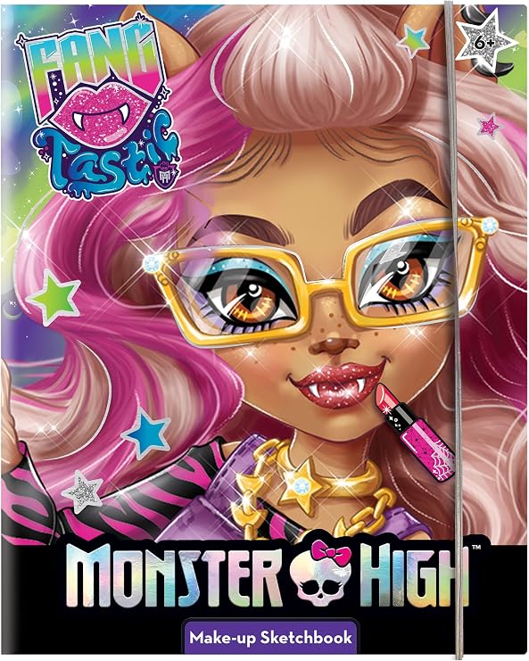 Lisciani - MONSTER HIGH - Activity Book Make-up and Colouring - Fantastic Make Up - For Children From 6 Years - 44 Pages - Includes Sketchbook with Make-up Bag and Mirror