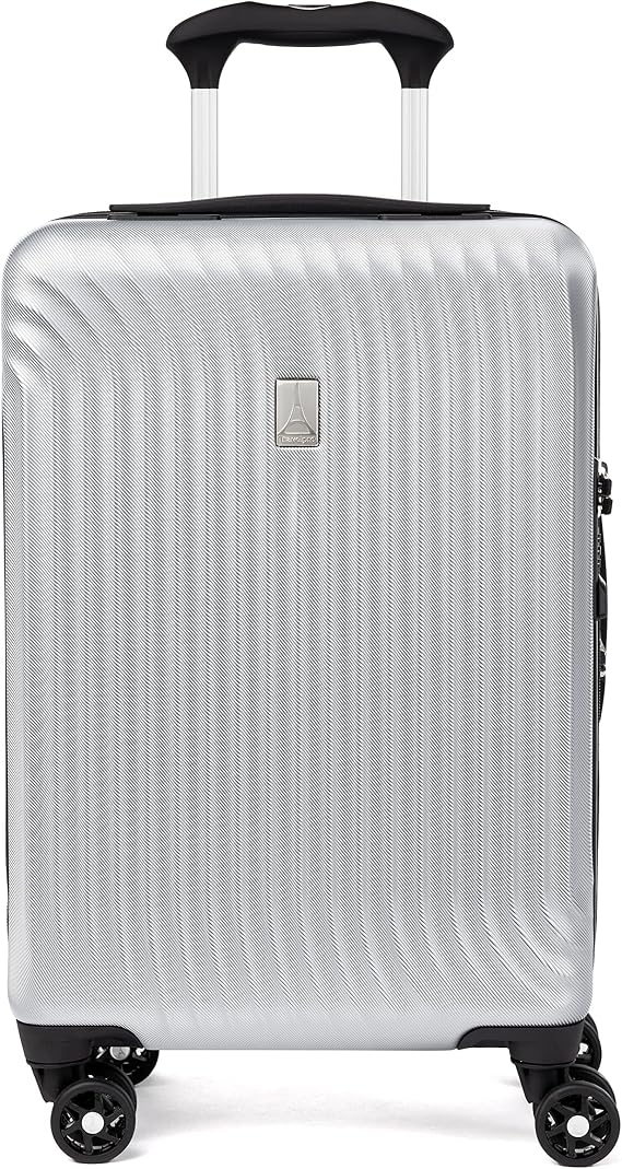 Travelpro Maxlite Air Hardside Expandable Carry on Luggage, 8 Spinner Wheels, Lightweight Hard Shell Polycarbonate Suitcase, Metallic Silver, Compact Carry On 19-Inch