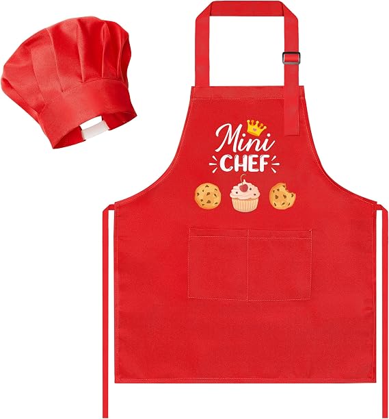 R HORSE 2 Pieces Kid Apron and Chef Hat Set, Dress up Pretend Play Toy