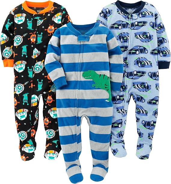 Simple Joys by Carter's Baby Boys Loose-Fit Flame Resistant Fleece Footed Pajamas