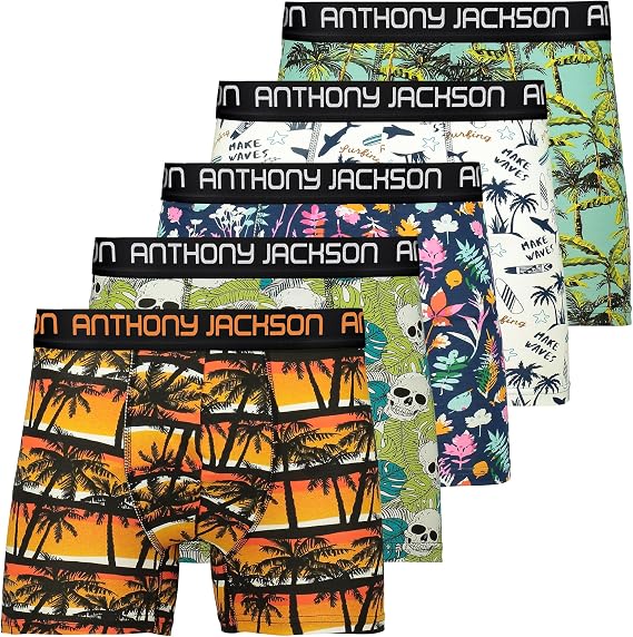 Anthony Jackson Lycra 5-in-3 Box Pattern Premium Men's Boxer Palm Horizon