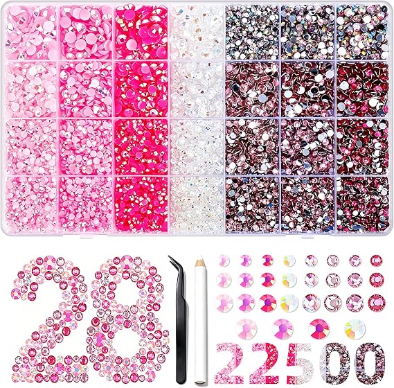 22500Pcs Gradient Pink Resin Jelly Rhinestones for Bedazzling