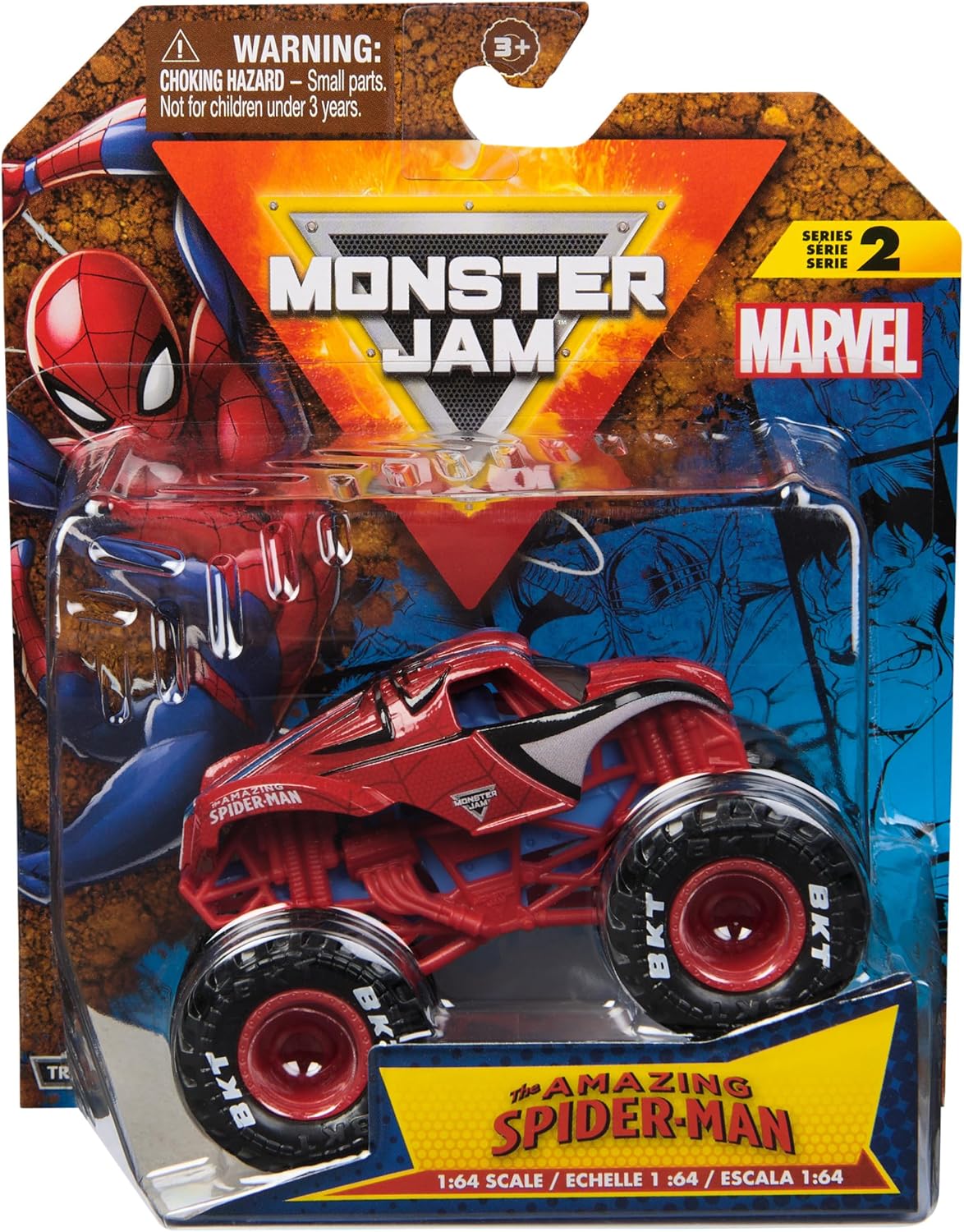 Monster Jam Official Marvel Spider-Man Monster Truck Die Cast Vehicle 1:64 Scale Superhero Kids Toy for Boys Ages 3+