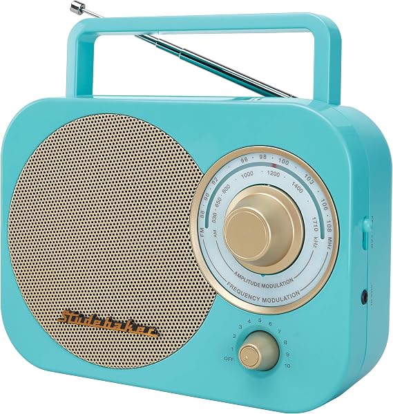 Studebaker SB2000TG Turquoise/Gold Retro Classic Portable AM/FM Radio with Aux Input Limited Edition