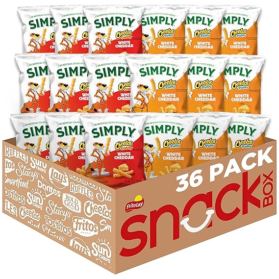 Simply, Cheetos White Cheddar Puffs & Crunchy Variety Pack, 0.875 Ounce (Pack of 36)