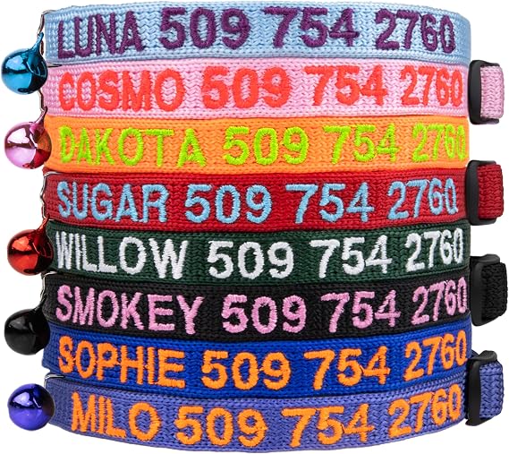 GoTags Personalized Cat Collars with Breakaway Safety Release Buckle Custom
