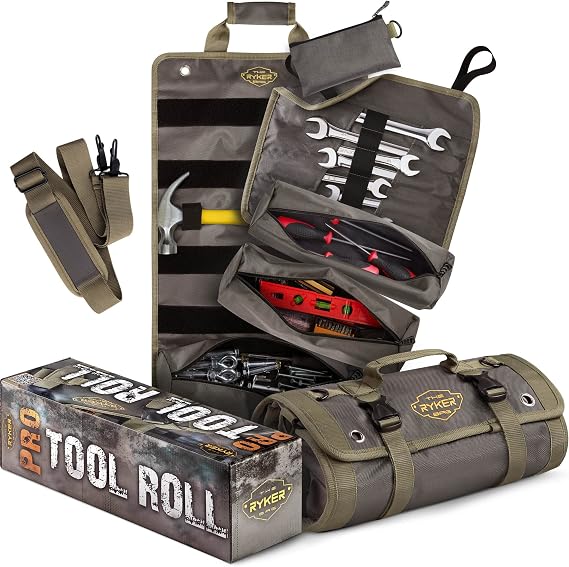 Ryker PRO Heavy Duty Motorcycle Tool Roll Up Bag w/Socket Wrench Organizer